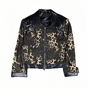 Chaqueta de Hombre con Estampado de Leopardo de Diseño Nuevo Personalizado, Chaqueta de Cuero con Bolsillos y Cremallera, Ropa de Abrigo para Otoño e Invierno para Hombre - Product Image 1