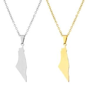 In acciaio inossidabile all'ingrosso personalizzato placcato argento colorato bandiera palestinese mappa collane di gioielli per uomini e donne gioielli - Product Image 1