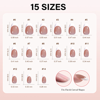 Faux ongles français réutilisables courts ovales à couverture complète, à presser, avec pointe blanche, en acrylique nude, effet salon, fournisseur OEM, 15 tailles