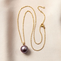 Collier de perles d'eau douce violettes naturelles avec pendentif unique en or K – Accessoire vestimentaire élégant et tendance, populaire sur internet