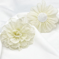 10cm Organza Camellia kain sifon mawar 3D bunga renda untuk undangan pernikahan bunga buatan untuk dekorasi gaun