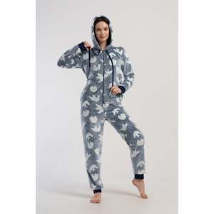 Mono de manga larga con capucha para mujer, con bolsillos con puños, para fitness, fiesta, otoño, hueco, midi, estampado, de una pieza - Product Image 4