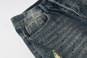 Hot Rhinestone Jeans Pantalon Jeans De Luxe Pour Homme Strass Tendances Baggy Ripped Jeans - Product Image 6