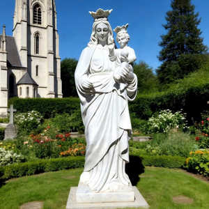 Sculptures de Jardin en Pierre Taille Réelle de la Sainte Vierge Marie, Sculptures Religieuses Catholiques Personnalisées en Marbre pour Église - Product Image 2