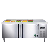 Table de préparation de salades réfrigérée en acier inoxydable à refroidissement direct par air, comptoir de bar à salades pour restaurant et café