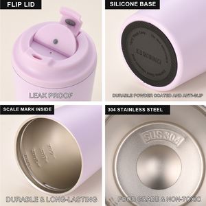 Оптовая Продажа, оптовая продажа, индивидуальная Двойная стенка для горячего и холодного путешествия, 12 унций, чашка для кофе из нержавеющей стали, кружка с цветной крышкой - Product Image 2