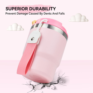 Gobelet isotherme mini en acier inoxydable 304 de 12 oz, tasse à café à double paroi sous vide avec couvercle à double ouverture et cordon, anti-fuite, garde le froid 24h - Product Image 3