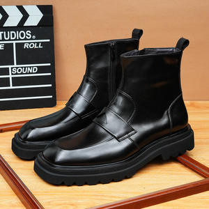 Botas para hombre - Diseño italiano, botas de cuero cómodas y de alta gama, zapatos casuales de caña alta, antideslizantes, duraderas y resistentes al desgaste - Product Image 3