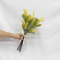 Rangkaian Bunga Mimosa Buatan Ikat Tangan, Tangkai Akasia Kuning Palsu, Dekorasi Pernikahan Musim Semi untuk Buket Pengantin, Rangkaian Bunga