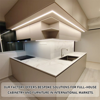 Ensemble de cuisine moderne de luxe, armoires en acrylique sur mesure avec comptoirs en quartz, fabricant professionnel de cuisines