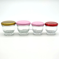 Pot en verre transparent Lotus Foot en gros, pot en verre vide pour emballage cadeau de miel de nid d'oiseau et de desserts