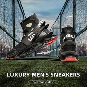 Tendance Mode Homme : Baskets de Sport Décontractées de Luxe pour le Tennis et la Course, Respirantes, en Maille, Noires, Montantes, Printemps - Product Image 2