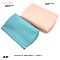 Produsen ODM OEM Dompet Kosmetik Kulit Asli Gaya Korea, Lembut, Bentuk Kotak, dengan Klip Pegas Terbuka, Dapat Disimpan, Tas Clutch Wanita