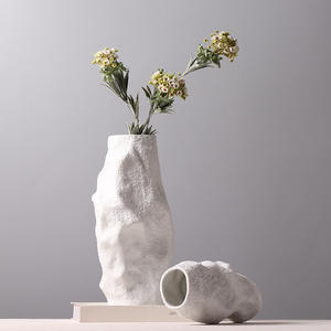 Vaso in ceramica di pietra bianca elegante nuovo stile cinese concavo - Product Image 5
