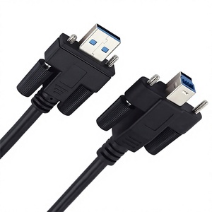 Câble de caméra industrielle USB 3.0, mâle B vers mâle A avec verrous à vis, double blindage tressé pour la synchronisation d'imprimantes - Product Image 1