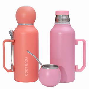 Nouvelle <span class=keywords><strong>gourde</strong></span> isotherme en acier inoxydable de 1300 ml, ensemble moderne de <span class=keywords><strong>gourde</strong></span> à yerba mate, bouteille de football, pot à eau avec bombilla - Product Image 1