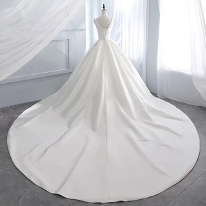 Wedding Dress Ball Gown Satin Sweetheart Neckline Natural Waist Plus Size Simple Style X027 - Product Image 2