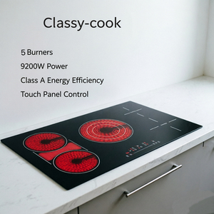 <span class=keywords><strong>Placa</strong></span> de Inducción Integrada de Cerámica de 9200W de Alta Potencia con 5 Quemadores, Certificada por ETL, para Uso Doméstico y en Autocaravanas - Product Image 4