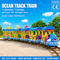 Train électrique sur rail à grande capacité pour parcs d'attractions, thème océan, 4 cabines, certifié CE IAAPA