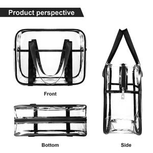 Bolsa de Maquillaje Transparente Impermeable de PVC Grande, Bolsa de Cosméticos Portátil de Vinilo con Asa - Product Image 4