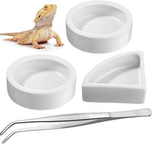 Juego de platos antideslizantes de cerámica para reptiles, cuenco de alimentación a prueba de <span class=keywords><strong>escape</strong></span> y Cueva escondite para lagartos, serpientes y tortugas - Product Image 2