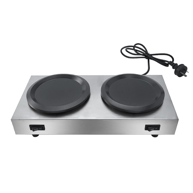 DaoSheng Commercial Restaurant Stainless Steel Heating Coffee Mug Cup Warmer Double Burner Decanter Warmer Plate Coffee Warmer