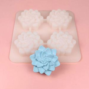 Wholesale 4 Cavity 3D Flower Silicone <b>Mold</b> for Soap Chocolate Resin <b>Candle</b> Making DIY Baking Tools - Product Image 5