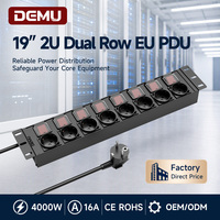 Unité de distribution d'alimentation (PDU) 2U 19 pouces, multiprise de rack, 8 prises individuelles avec interrupteurs, norme allemande Schuko8, CE RoHS