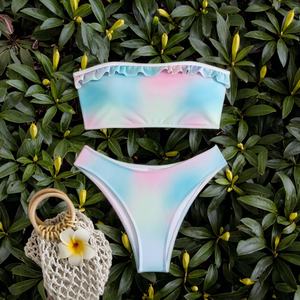 ชุดบิกินี่แบบ Bandeau สำหรับผู้หญิง ดีไซน์เนอร์ 2 ชิ้น ลายเรียบ แห้งเร็ว - Product Image 1