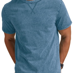 <b>Mens</b> Distressed Knitted Cotton Print <b>Shirts</b> Vintage Hip Hop <b>Longline</b> Crew Neck <b>T</b>-<b>Shirt</b> Anti-Wrinkle Breathable - Product Image 2