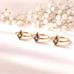 Anillo de Cuarzo Ahumado en Forma de Diamante, Plata de Ley 925, Oro Vermeil, Anillo de Promesa, Talla de Piedra 6 × 12, Anillos de Eternidad para Mujer, Vermeil - Product Image 4