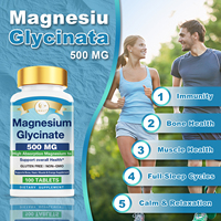 Tablet Kapsul OEM Magnesium Glycinate 500mg - Penyerapan Tinggi 100 Tablet/Botol 2 Pil Sehari untuk Tidur, Mengurangi Stres, dan Otot