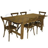 Table de ferme en bois de pin rustique avec banc et chaises