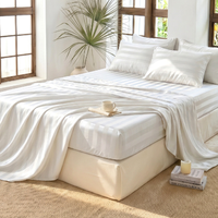 Parure de lit d'hôtel en tissu satiné 100 % coton biologique respirant, style uni, avec taie d'oreiller, vente en gros