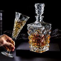 ÉCHANTILLON GRATUIT! Carafe en verre cristal sans plomb de luxe personnalisée en usine 800ml bouteille de vodka en verre whisky vin avec un design élégant