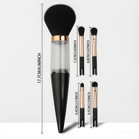 Ensemble de 5 pinceaux de maquillage portables format voyage, personnalisés, en forme de capsule, poils synthétiques, pinceau pour le visage et les yeux, outils de beauté