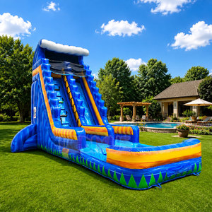 Toboggan aquatique gonflable géant en PVC avec piscine à jets d'eau, toboggan de parc aquatique extérieur pour enfants et adultes, amusement estival en plein air - Product Image 1
