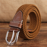 Ceinture Toile Élastique 2,5 CM à Boucle Ardillon Mode pour Hommes et Femmes, Tressée pour Étudiants