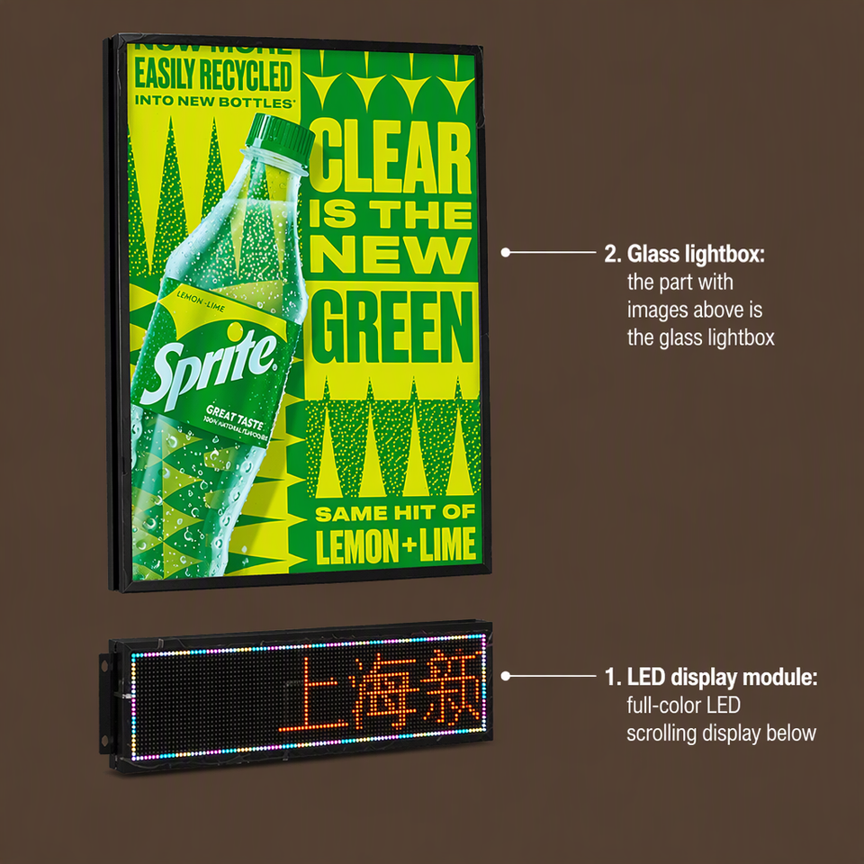 Led Scrolling Message Sign LED Scrolling Message Board Tempered Glass Light Box Indoor for ...