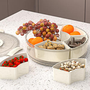 Plateau de service Divideds avec poignée de couvercle Plateaux à collation portables Récipient pour aliments de cuisine Boîte de rangement rotative pour compartiments à épices - Product Image 2