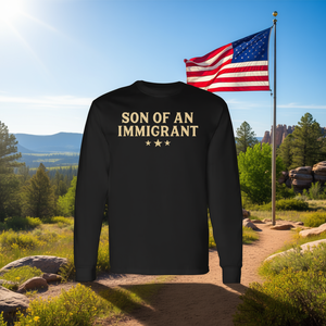 Camiseta de manga larga Son Of An Immigrant con diseño patriótico estadounidense vintage y atrevido - Product Image 3