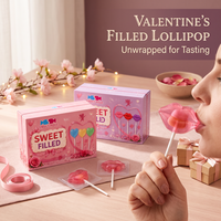 Valentijnsdag 3D gevulde lolly met hart- en lipvormen, transparante harde snoeppen omhulsel, zacht fruitvulling voor feestcadeaus