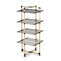 Séchoir à linge pliable à 4 niveaux avec roulettes, rangement facile pour les petits espaces