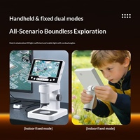 Portable Digital Microscope Kids 1000X Magnification 1080P FHD 3 Inch LCD Rechargeable STEM Learning Tool IP54 8LED V17 Pro