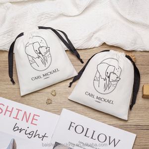 Recyclable 100% Cotton Twill <b>Bag</b> with Custom Logo New Design Organic White Cotton for Cosmetics and Gifts Watch - Product Image 6
