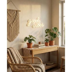 Enseigne néon Good Vibes, décor mural LED blanc chaud pour salon, mariage, fête de fiançailles, alimenté par USB, 3D - Product Image 2