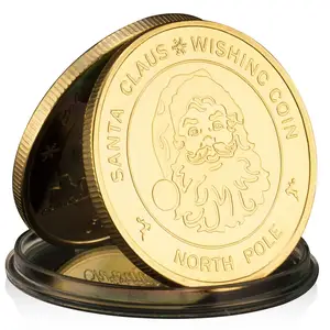 Weihnachtsmann Wunsch-Münze Nordpol Gedenkmünzen Gold Silber plattiert Souvenir und Geschenk für Weihnachten Heimdekoration