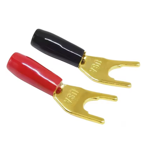 2 uds. Chapado en oro en forma de Y/U horquilla de pala conector <span class=keywords><strong>Banana</strong></span> enchufe sin soldadura Cable de altavoz conector de <span class=keywords><strong>Terminal</strong></span> de alimentación - Product Image 2