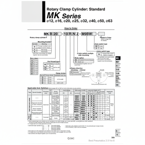 Catégorie de produit Cylindres hydrauliques de cylindre de bride rotatoire de MKB50-50LZ pneumatique de SMC - Product Image 1