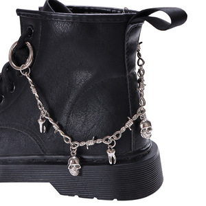 Cadena de metal con diseño de calavera y dientes para botas de combate, suela de goma con punta redonda, estilo hip hop, tendencia de moda. - Product Image 2